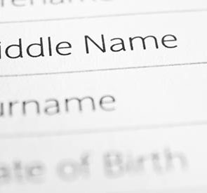 paper where you have to fill out middle name
