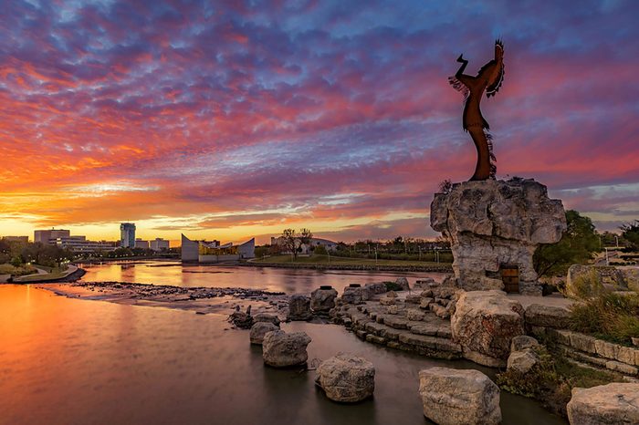  Keeper of the Plains and City Skyline at Sunrise 