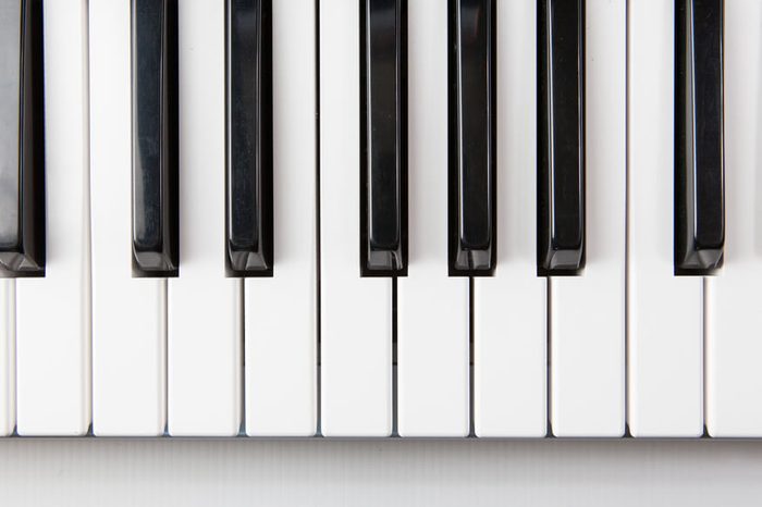 Piano keys viewed from above