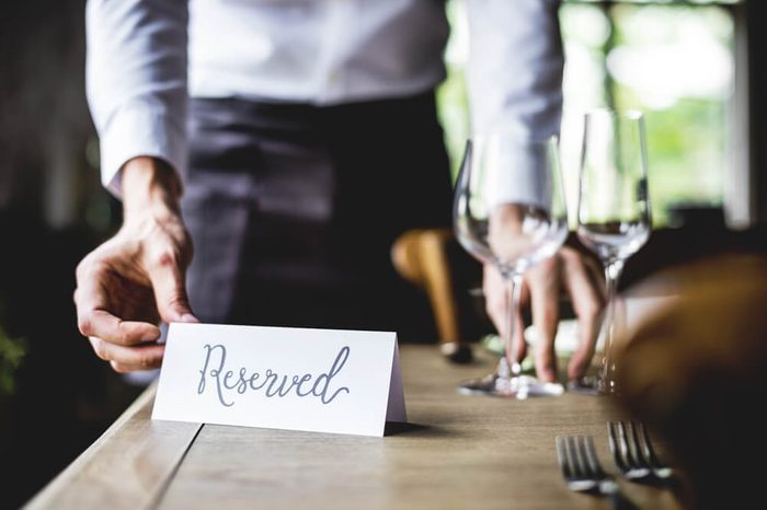 Elegant Restaurant Table Setting Service for Reception with Reserved Card
