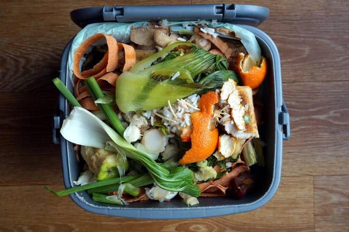 Container of domestic food waste, ready to be collected by the recycling truck