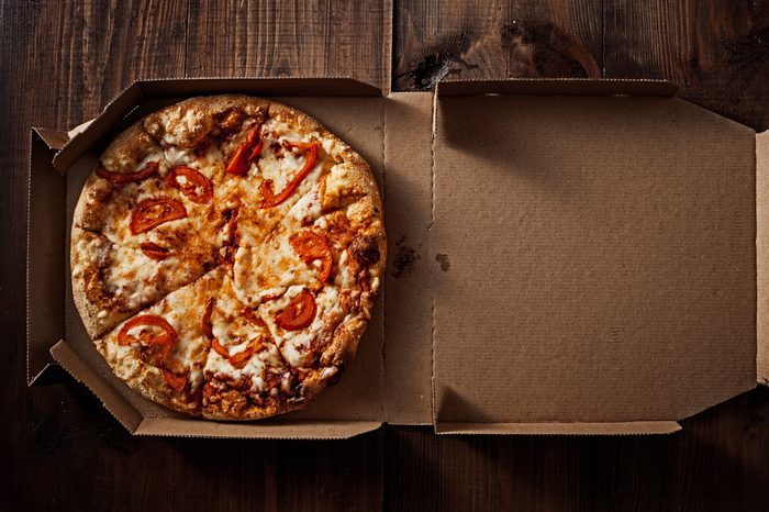 pizza in the in delivery box you can put your writing on the box