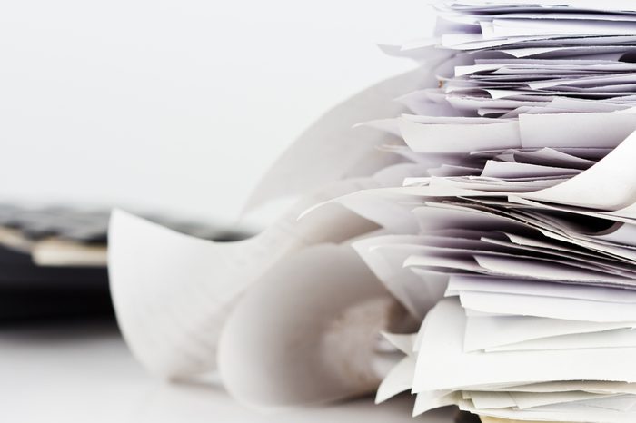 Pile of receipts on the desk