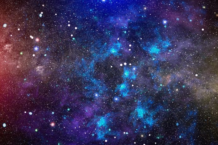 Stars of a planet and galaxy in a free space. Elements of this image furnished by NASA.