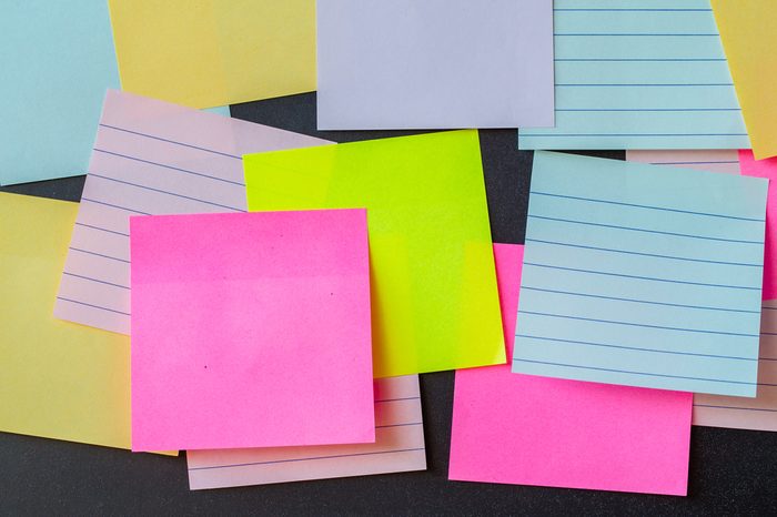 Abstract paper note on empty Blank chalkboard magnet. blank sticker note empty space for add text.