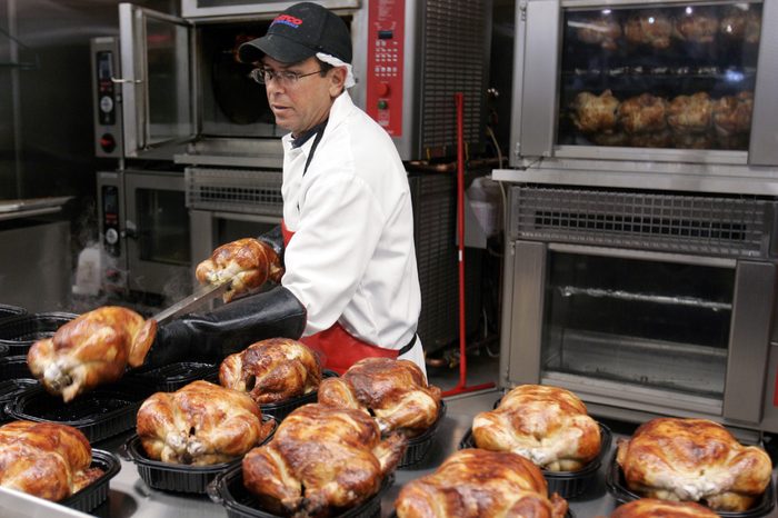 Costco A Costco butcher spreads out roasted chicken at Costco in Mountain View, Calif., . Monthly sales reports issued Thursday were better than expected, but still pointed to a consumer contending with rising gas prices, sagging home values and worries about jobs. Wal-Mart Stores Inc. and Costco Wholesale Corp. were among the top performers last month, while most mall-based apparel stores struggled