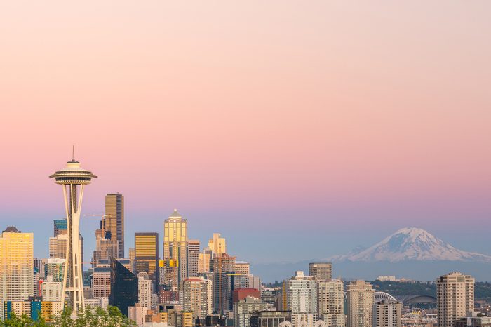 View of downtown Seattle skyline in Seattle Washington, USA