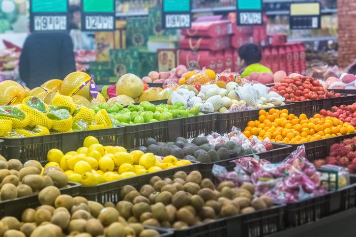 variety of fruits in supermarket, China