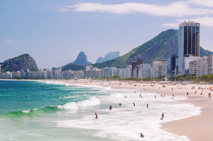 view of Copacabana beach in Rio de Janeiro. Brazil