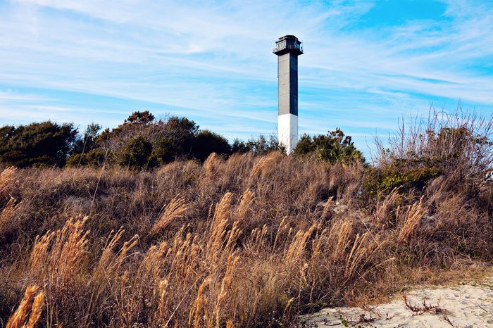 Charleston lighthouse located on Sullivan's Island in South Carolina