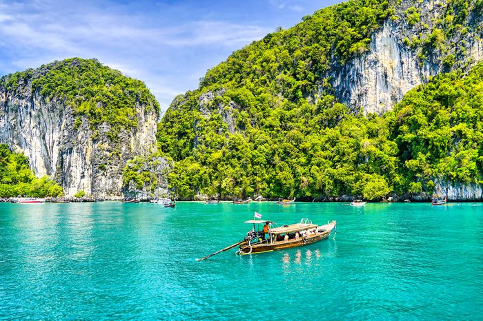 Thailand boat at Phuket island landscape