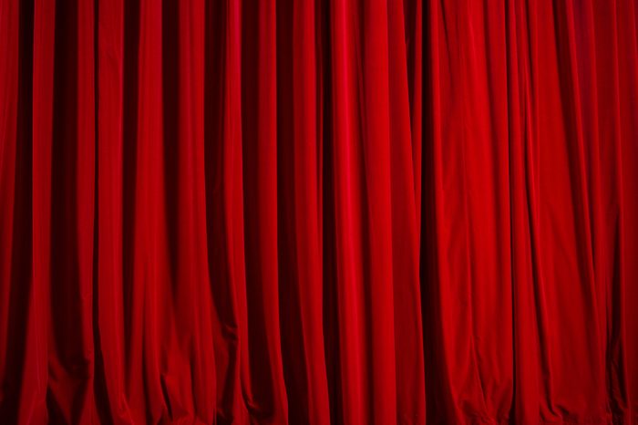 closed theater curtain of red velvet, texture, background