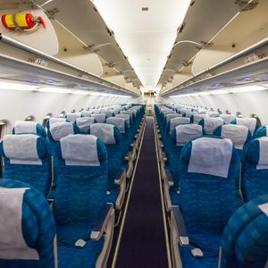 Airplane interior without passengers