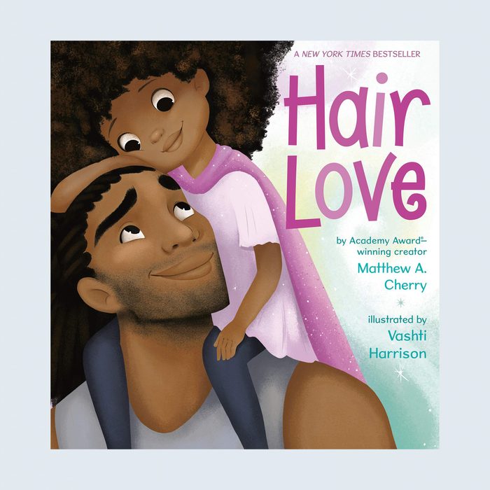 A child on a man's shoulders smiles lovingly; book cover titled 