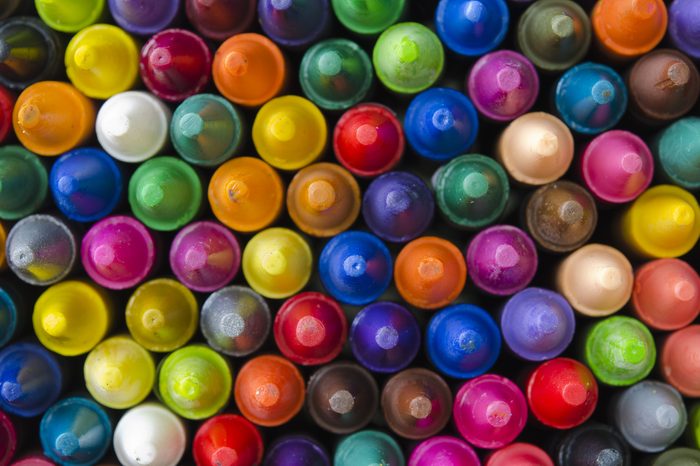 close up set of crayons and mix color