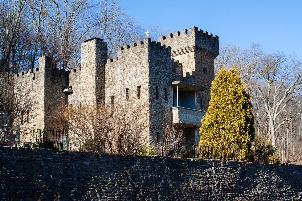 A castle in Loveland Ohio during winter