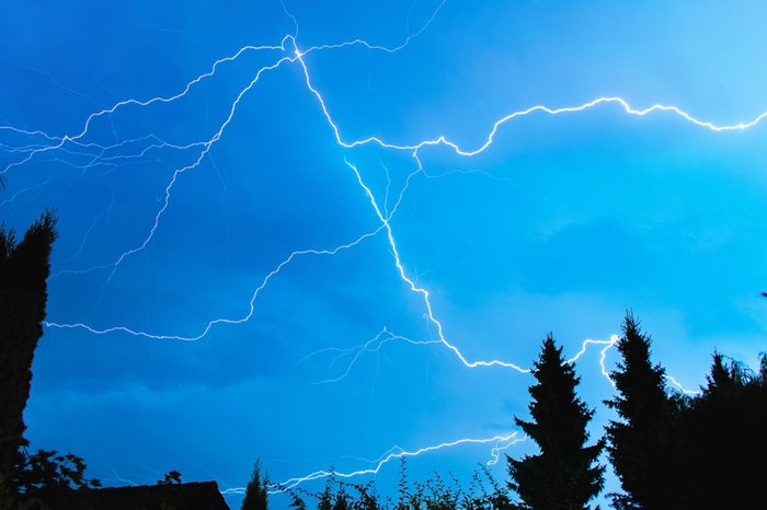 Thunderstorm with bright lightnings next to Neuwied, Germany