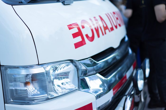 Ambulance cars in hopital.