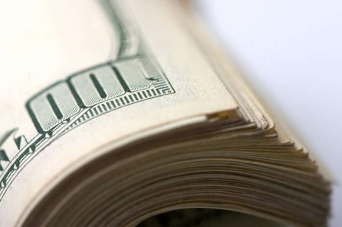 Close-up of a $100 banknotes