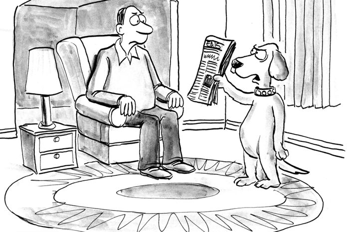 "I'll only give yo the paper if you promise not to let the news upset you."