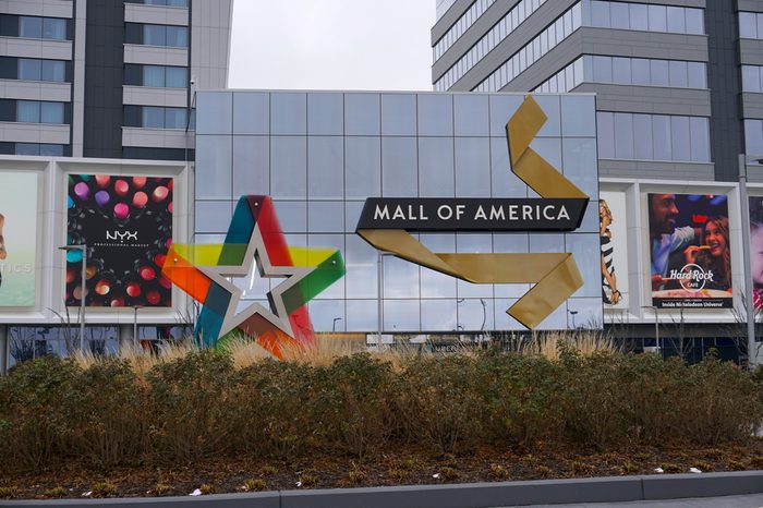 Minneapolis, Minnesota, USA - November 2016: The Mall of America exterior photo. Largest shopping mall in America is a tourist attraction feature amusement park inside