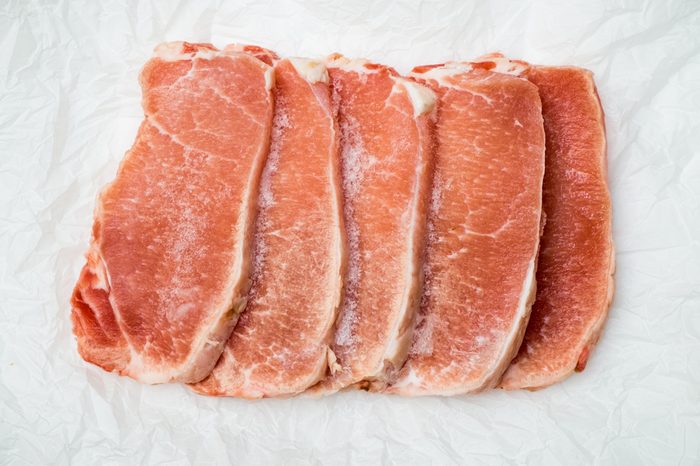 Frozen meat steaks