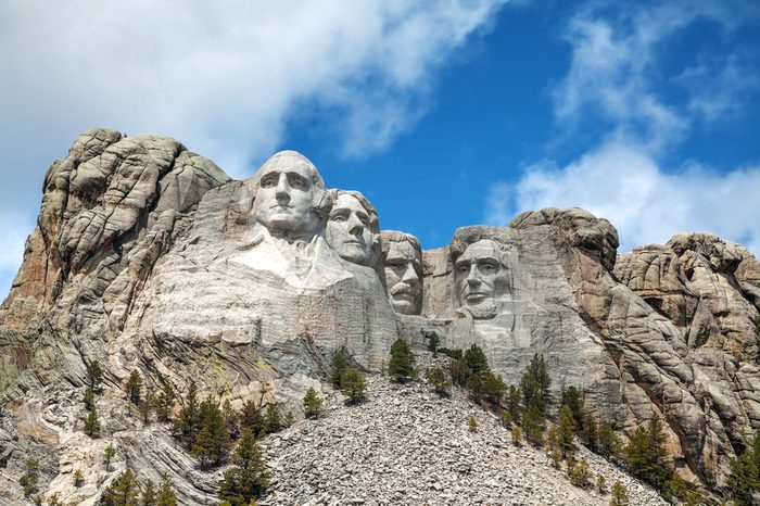 Mount Rushmore monument in South Dakota in the morning
