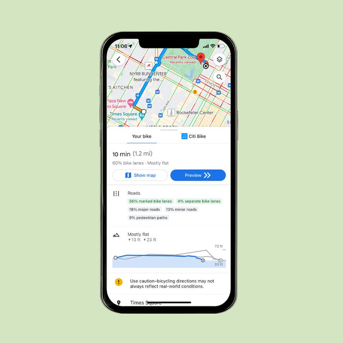 finding a bike path on google