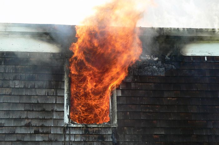 House fire close up