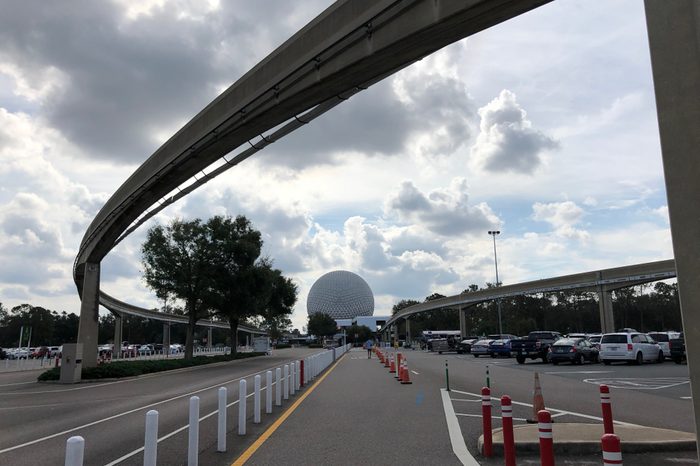 Orlando, Florida: December 4, 2017: Epcot Center and Monorail at the Epcot Theme Park.