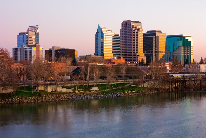 Sacramento skyline at sunset
