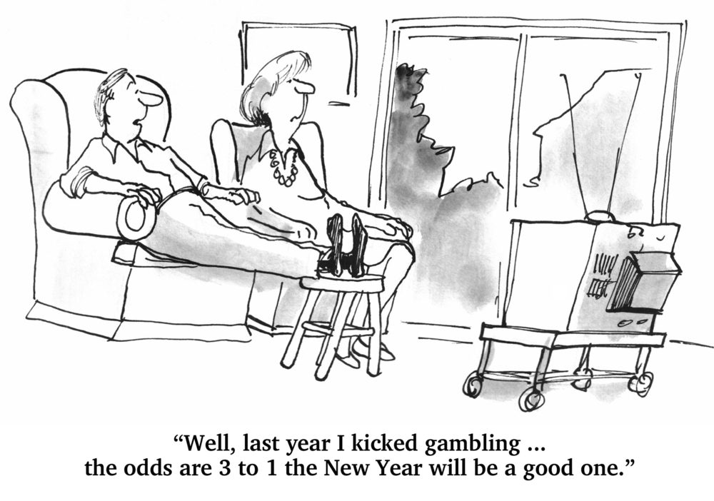 Holiday cartoon about New Year's resolutions. 