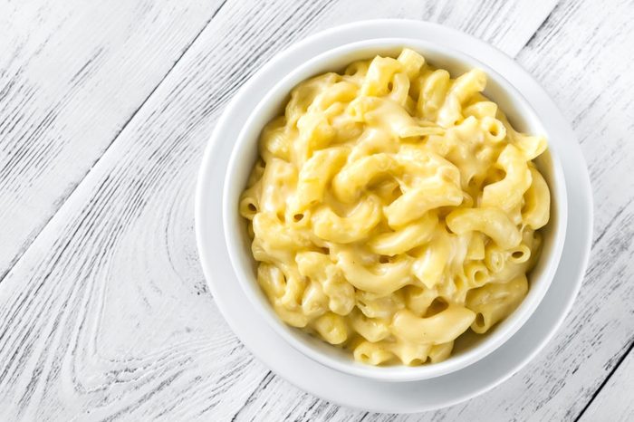 Portion of macaroni and cheese