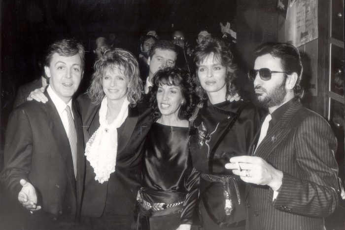 Paul Mccartney 1984 Ltor: Sir Paul Mccartney Linda Olivia Harrison Barbara Bach And Ringo Starr. It Was Like Old Times - When George Meant Harrison Not Boy - As Sir Paul Mccartney's Film Give My Regards To Broad Street Had Its West End Premiere Last