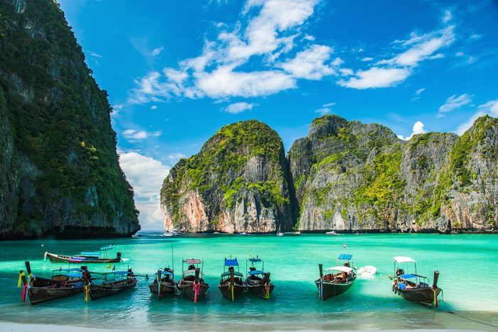 Maya Bay in Ko Phi Phi Le Island, Krabi Province of Thailand. South East Asia.