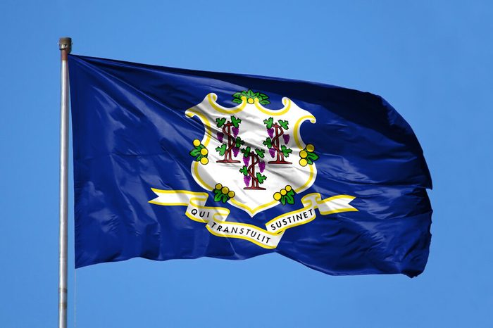 National flag State of Connecticut on a flagpole