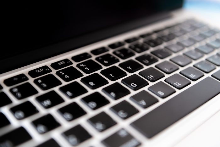 Close-up Laptop Keyboard focus Some keyboard characters