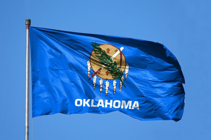 National flag State of Oklahoma on a flagpole