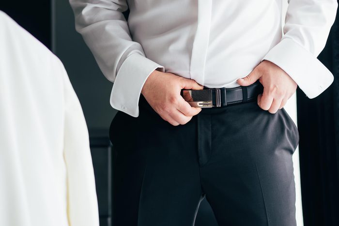 zip pants belt man