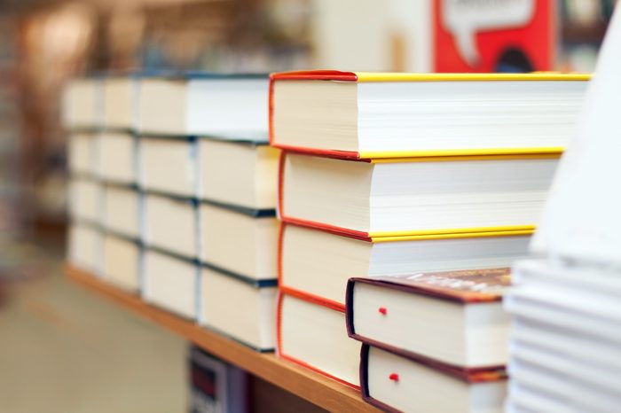 Stacks of books in the bookstore