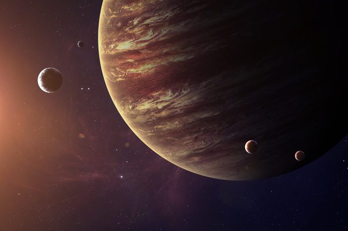 The Jupiter from space showing all they beauty. Extremely detailed image, including elements furnished by NASA. Other orientations and planets available.