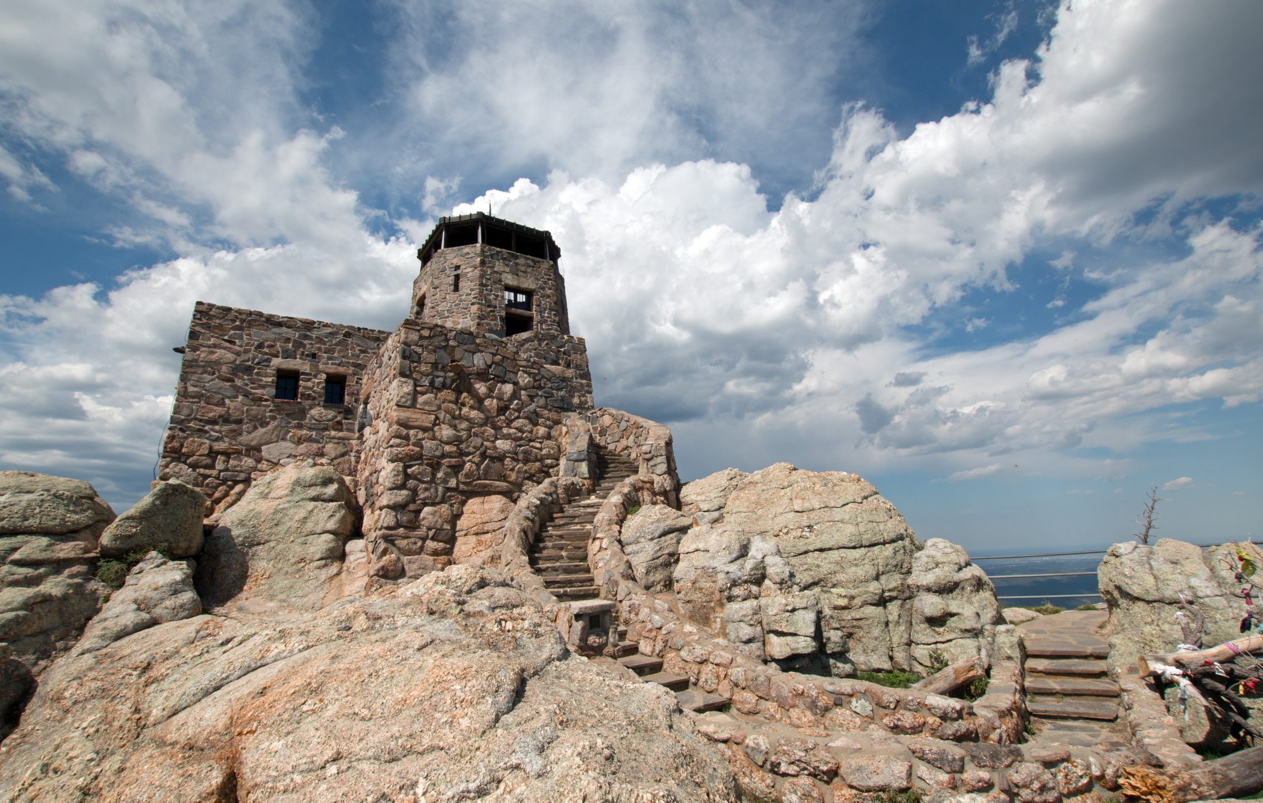 Harney Peak Fire Lookout Tower in Custer State Park in the Black Hills of South Dakota USA