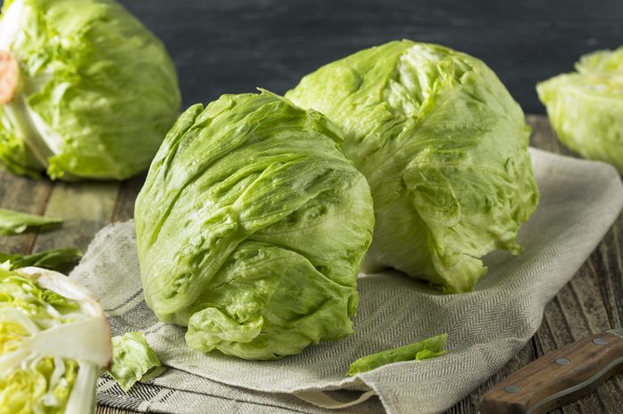Raw Organic Round Crisp Iceberg Lettuce Ready to EAt