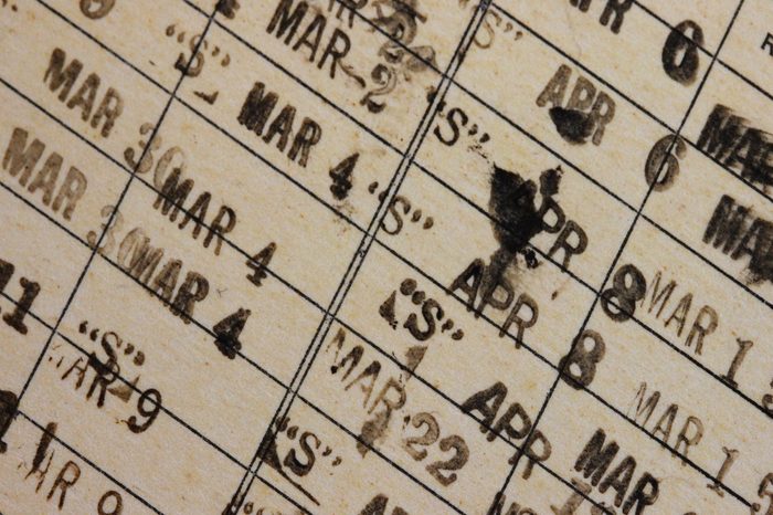 Vintage 1940's rubber stamped library book check out card over head view