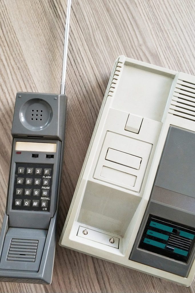 Cordless telephone on table