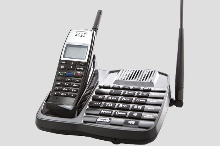 Long Range cordless phone on white background
