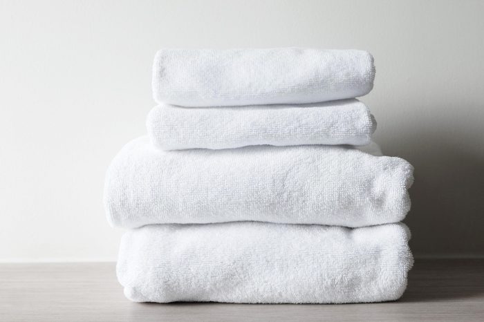 white towels on the table in the room