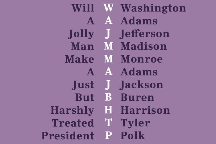 early presidents mnemonic device