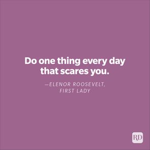 Text in bold white font quotes Eleanor Roosevelt on a purple background: 