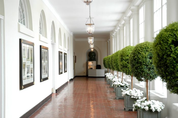 South corridor of the White House in Washington D.C.